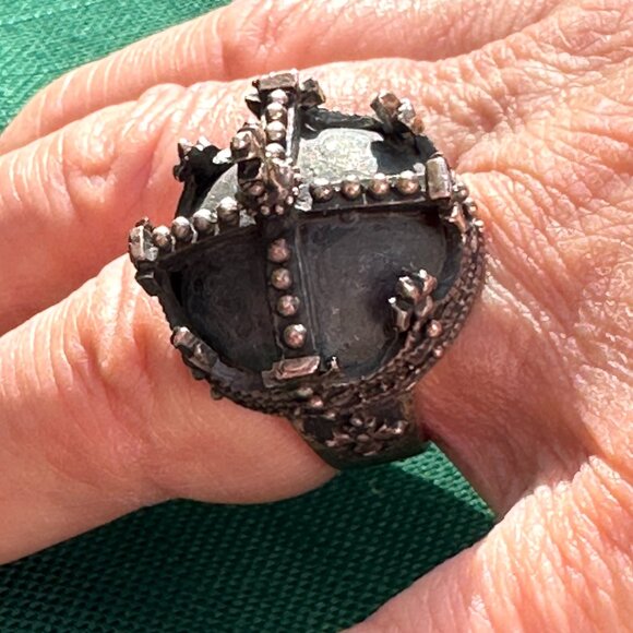 Large Showstopper Sterling Sculpted Royal Crown Ring - 20g - 925 Silver - Size 9 - Picture 5 of 10